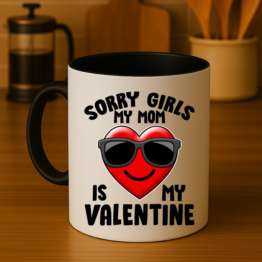 Funny Cute Sorry Girls My Mom is My Valentine Mug