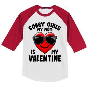 Funny Cute Sorry Girls My Mom is My Valentine Kids Colorblock Raglan Jersey