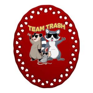 Funny Cute Team Trash Animals Ceramic Oval Ornament