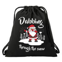 Funny Dabbing Around The Christmas Tree Santa Drawstring Bag