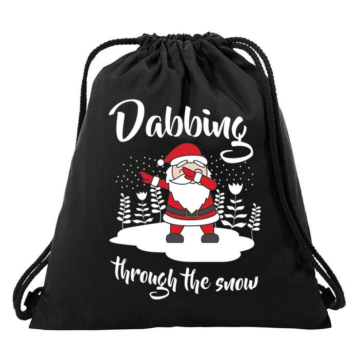Funny Dabbing Around The Christmas Tree Santa Drawstring Bag