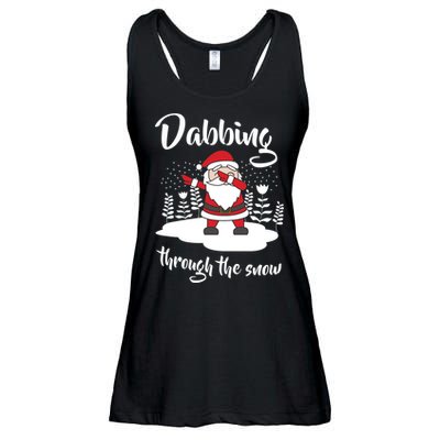 Funny Dabbing Around The Christmas Tree Santa Ladies Essential Flowy Tank