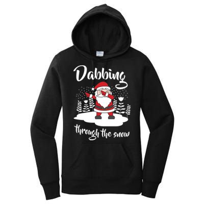 Funny Dabbing Around The Christmas Tree Santa Women's Pullover Hoodie