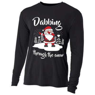 Funny Dabbing Around The Christmas Tree Santa Cooling Performance Long Sleeve Crew