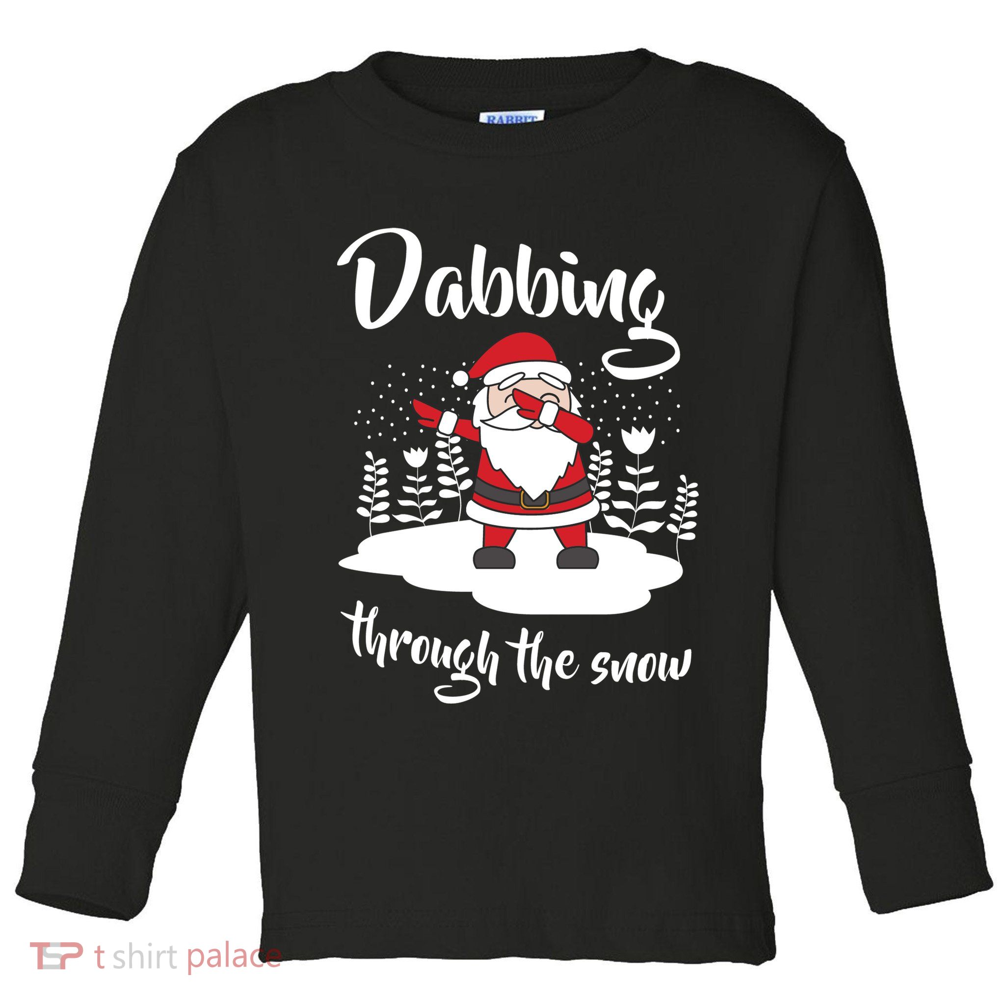 Funny Dabbing Around The Christmas Tree Santa Toddler Long Sleeve Shirt