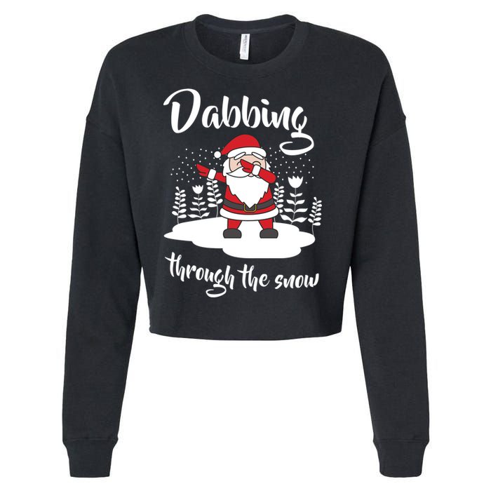 Funny Dabbing Around The Christmas Tree Santa Cropped Pullover Crew