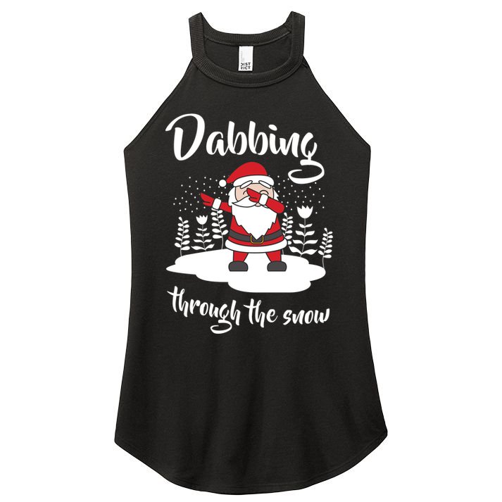 Funny Dabbing Around The Christmas Tree Santa Women's Perfect Tri Rocker Tank