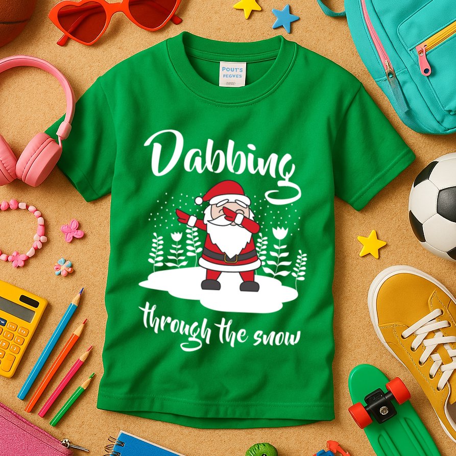 Funny Dabbing Around The Christmas Tree Santa Kids T-Shirt