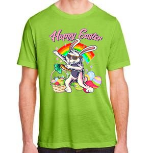 Funny Dabbing Rainbow Easter Bunny Adult ChromaSoft Performance T-Shirt