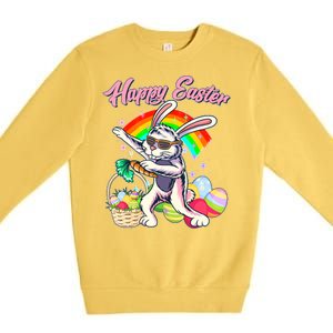 Funny Dabbing Rainbow Easter Bunny Premium Crewneck Sweatshirt