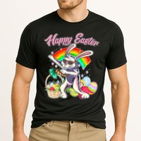 Funny Dabbing Rainbow Easter Bunny Cooling Performance Crew T-Shirt