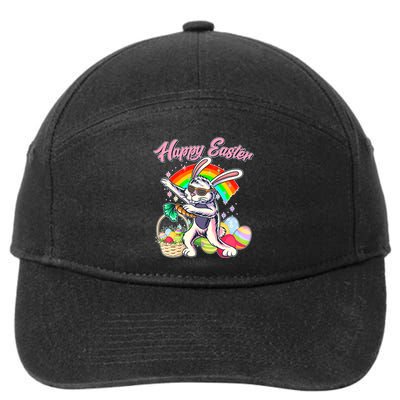Funny Dabbing Rainbow Easter Bunny 7-Panel Snapback Hat