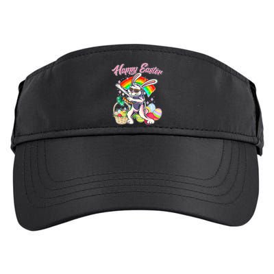 Funny Dabbing Rainbow Easter Bunny Adult Drive Performance Visor
