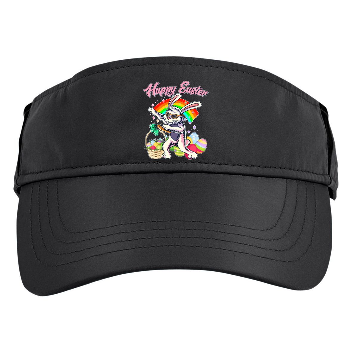 Funny Dabbing Rainbow Easter Bunny Adult Drive Performance Visor