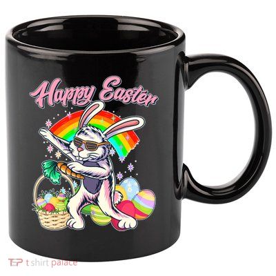 Funny Dabbing Rainbow Easter Bunny 11oz C Handle Ceramic Mug