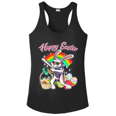 Funny Dabbing Rainbow Easter Bunny Ladies PosiCharge Competitor Racerback Tank