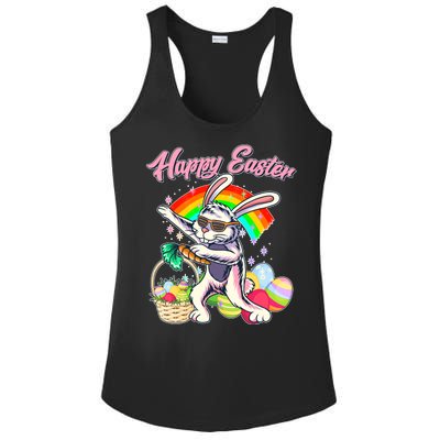 Funny Dabbing Rainbow Easter Bunny Ladies PosiCharge Competitor Racerback Tank