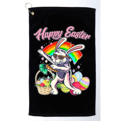 Funny Dabbing Rainbow Easter Bunny Golf Towel