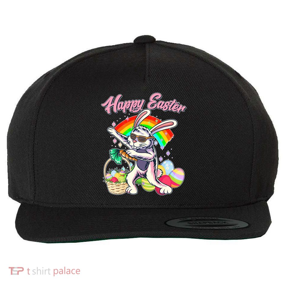 Funny Dabbing Rainbow Easter Bunny Wool Snapback Cap