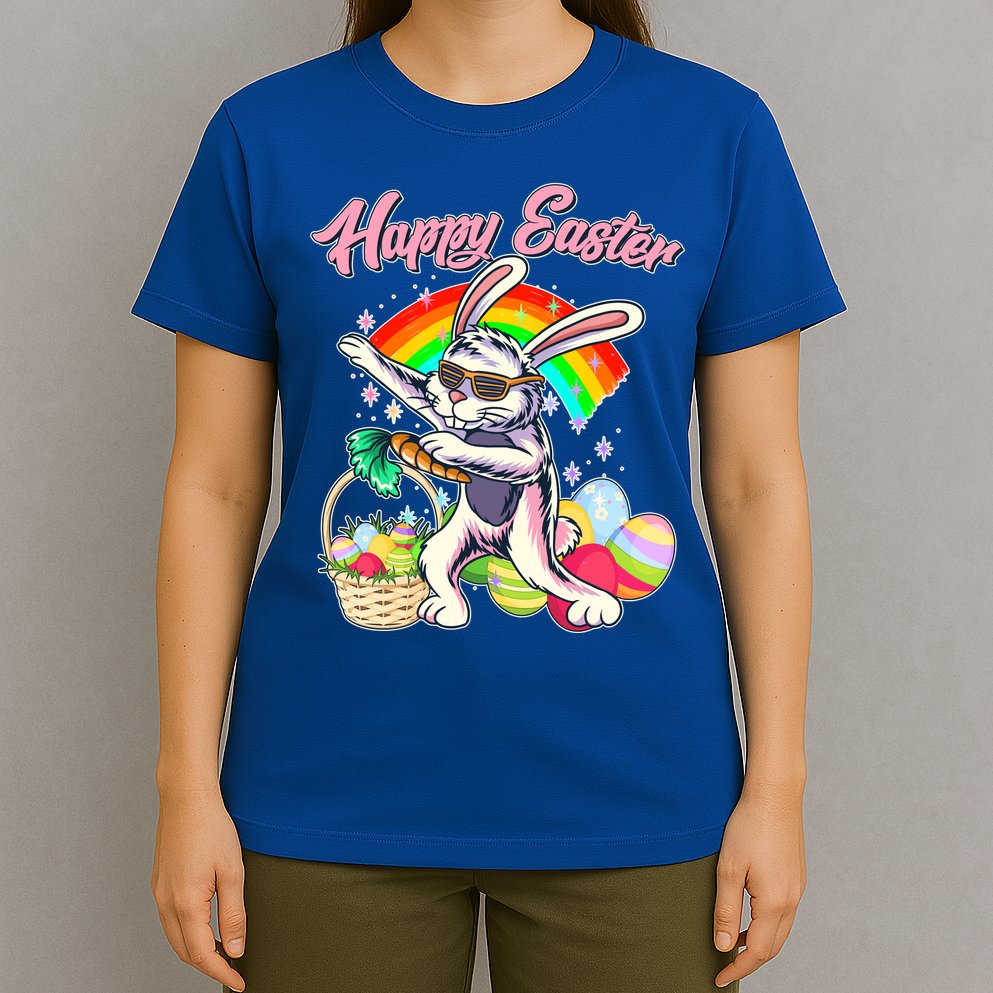 Funny Dabbing Rainbow Easter Bunny T-Shirt