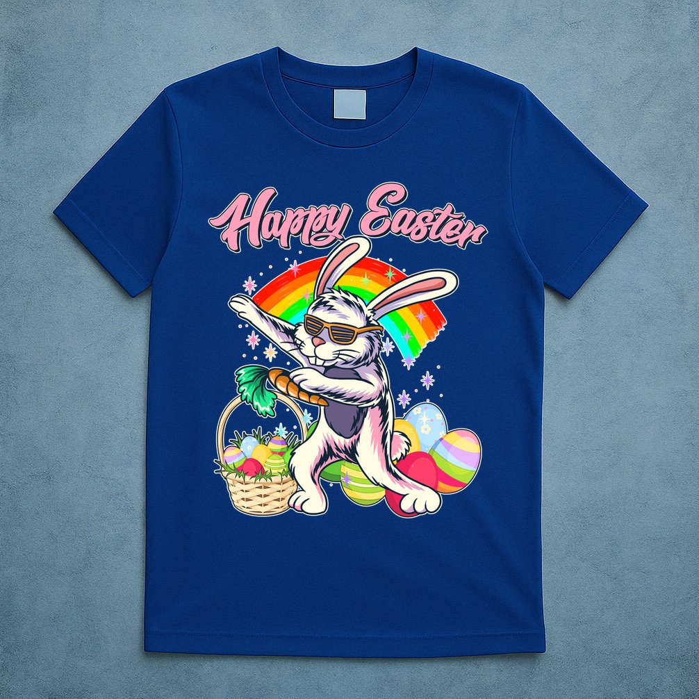 Funny Dabbing Rainbow Easter Bunny T-Shirt