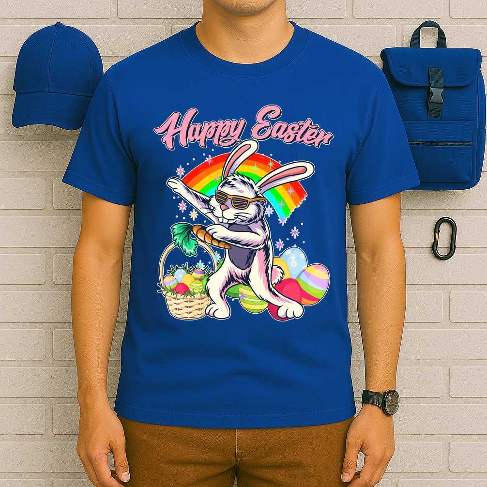 Funny Dabbing Rainbow Easter Bunny T-Shirt