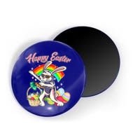 Funny Dabbing Rainbow Easter Bunny Magnet