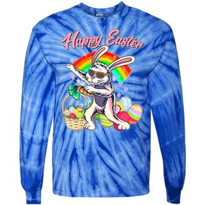 Funny Dabbing Rainbow Easter Bunny Tie-Dye Long Sleeve Shirt