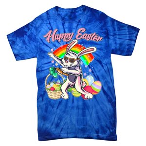 Funny Dabbing Rainbow Easter Bunny Tie-Dye T-Shirt