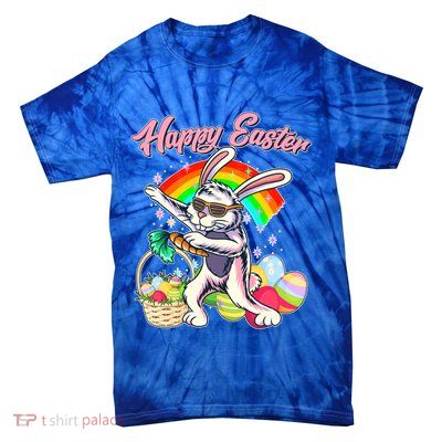 Funny Dabbing Rainbow Easter Bunny Tie-Dye T-Shirt