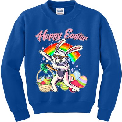 Funny Dabbing Rainbow Easter Bunny Kids Sweatshirt
