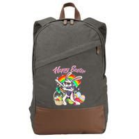 Funny Dabbing Rainbow Easter Bunny Cotton Canvas Backpack