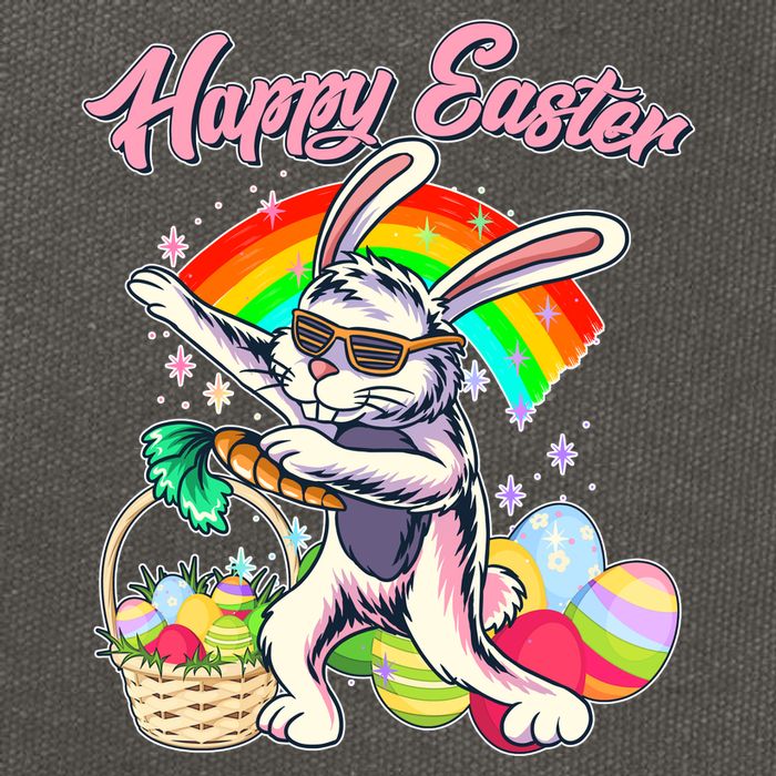 Funny Dabbing Rainbow Easter Bunny Cotton Canvas Backpack