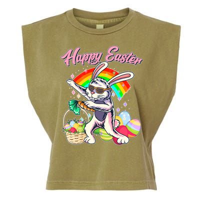 Funny Dabbing Rainbow Easter Bunny Garment-Dyed Women's Muscle Tee