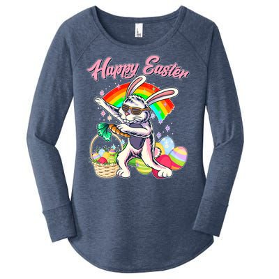 Funny Dabbing Rainbow Easter Bunny Women's Perfect Tri Tunic Long Sleeve Shirt