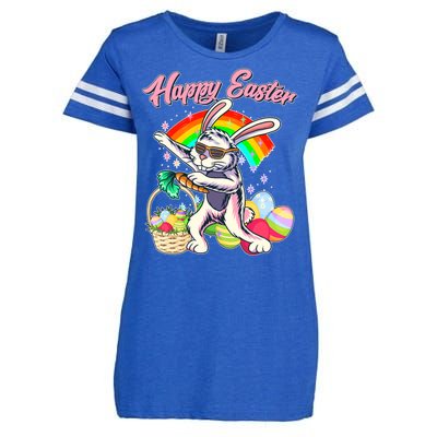 Funny Dabbing Rainbow Easter Bunny Enza Ladies Jersey Football T-Shirt