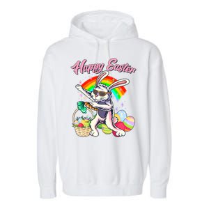 Funny Dabbing Rainbow Easter Bunny Garment-Dyed Fleece Hoodie