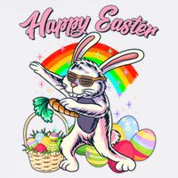 Funny Dabbing Rainbow Easter Bunny Garment-Dyed Sweatshirt