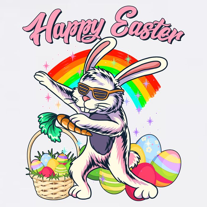 Funny Dabbing Rainbow Easter Bunny Garment-Dyed Sweatshirt