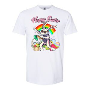 Funny Dabbing Rainbow Easter Bunny Softstyle CVC T-Shirt