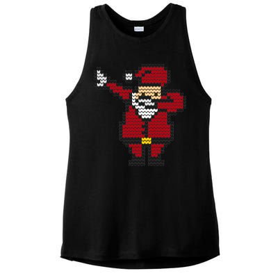 Funny Dabbing Santa Pixel Ladies PosiCharge Tri-Blend Wicking Tank