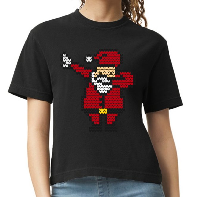 Funny Dabbing Santa Pixel Comfort Colors Boxy T-Shirt