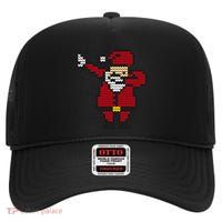 Funny Dabbing Santa Pixel High Crown Mesh Back Trucker Hat