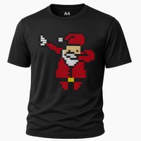Funny Dabbing Santa Pixel Cooling Performance Crew T-Shirt