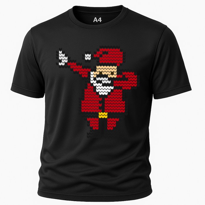 Funny Dabbing Santa Pixel Cooling Performance Crew T-Shirt