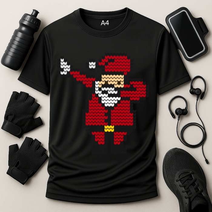 Funny Dabbing Santa Pixel Cooling Performance Crew T-Shirt