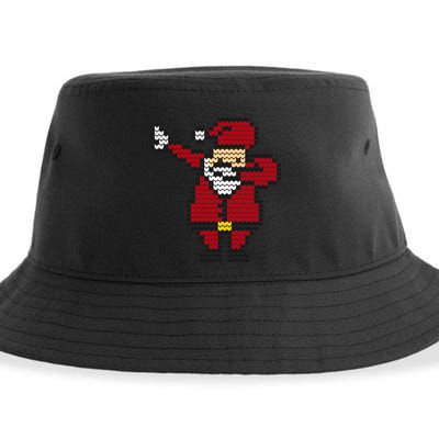 Funny Dabbing Santa Pixel Sustainable Bucket Hat