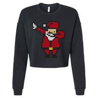 Funny Dabbing Santa Pixel Cropped Pullover Crew