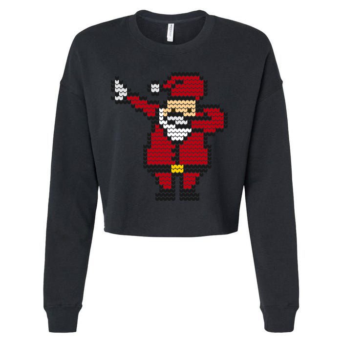 Funny Dabbing Santa Pixel Cropped Pullover Crew