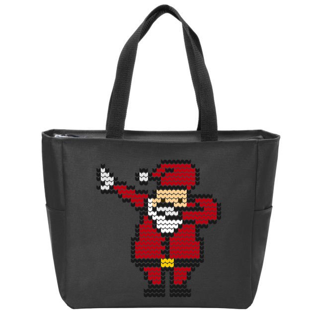 Funny Dabbing Santa Pixel Zip Tote Bag